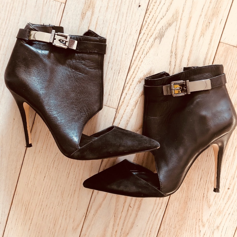 BCBG Leather & Suede Cutout Heels